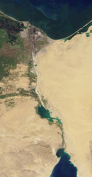 Most of Suez Canal, Great Bitter Lake midway (Bible Journey)
